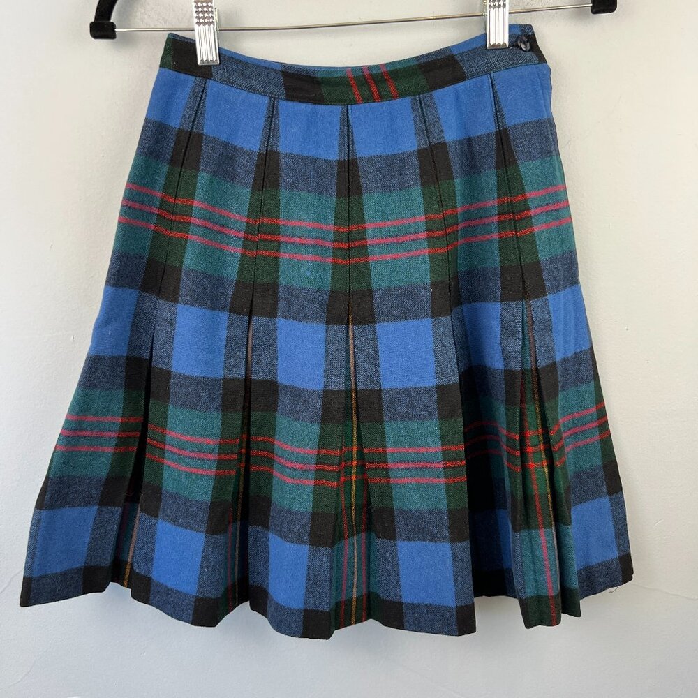 Vintage Chestnut Hill by St. Mary Tartan Plaid Wool Pleated Skirt Preppy‎
